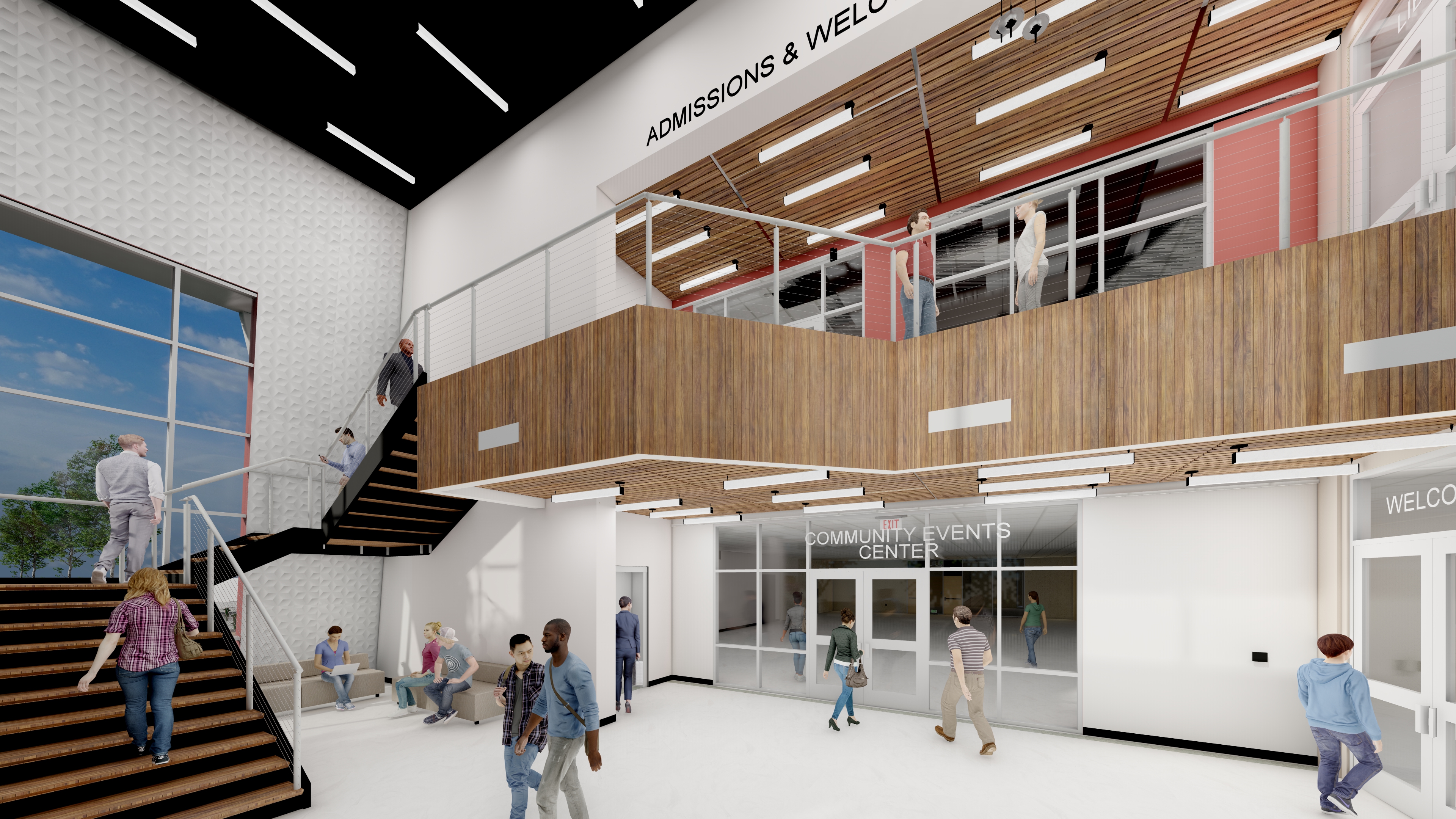 Entryway interior rendering of the Main building renovation